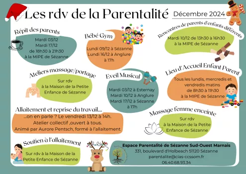 Les rendez-vous de la Parentalité - Décambre 2024