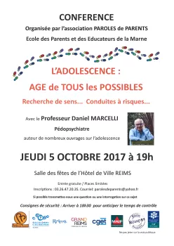 Conférence " L'ADOLESCENCE : AGE DE TOUS LES POSSIBLES " 